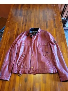 Belstaff Leather Jacket Mens Large Red Leather Made In Italy Excellent Condition